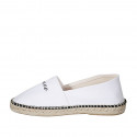 Espadrille original fabriqué en Espagne en tissu blanc avec inscriptions noir "Peace" et "Love" talon compensé 1 - Pointures disponibles:  42, 43