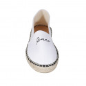 Espadrille original fabriqué en Espagne en tissu blanc avec inscriptions noir "Peace" et "Love" talon compensé 1 - Pointures disponibles:  42, 43, 45