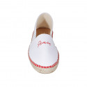 Original espadrilles made in Spain in white fabric with orange writings "Peace" and "Love" wedge heel 1 - Available sizes:  42, 43, 44, 45
