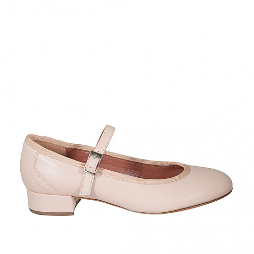 Woman's pump in nude leather with...