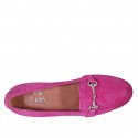 Woman's loafer with accessory in fuchsia suede heel 1 - Available sizes:  42