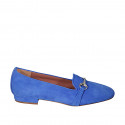 Mocassin pour femmes avec accessoire en daim bleu clair talon 1 - Pointures disponibles:  42, 44, 45