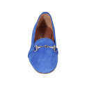 Woman's mocassin with accessory in light blue suede heel 1 - Available sizes:  42, 44, 45