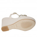 Sandale pour femmes en cuir nue avec courroie, strass, plateforme et talon compensé 9 - Pointures disponibles:  42, 44, 45, 46