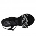Sandalo da donna in camoscio nero con cinturino, strass, plateau e zeppa 10 - Misure disponibili: 43, 44