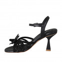 Sandalo da donna con cinturino e strass in pelle nera tacco 7 - Misure disponibili: 34, 45, 46