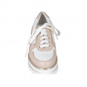 Scarpa stringata con cerniere da donna in pelle bianca e nude zeppa 5 - Misure disponibili: 42