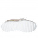Scarpa stringata con cerniere da donna in pelle bianca e nude zeppa 5 - Misure disponibili: 42