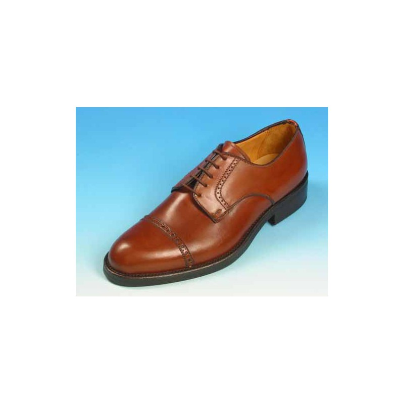Men's laced derby shoe with captoe in tan brown leaher - Available sizes:  54