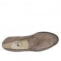 Men's car shoe with elastic bands in taupe suede - Available sizes:  37, 38, 46, 47, 50