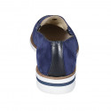 Men's loafer with tassels and elastic bands in blue suede - Available sizes:  36, 37, 38, 46, 47, 48, 49, 50
