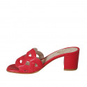 Woman's mule in red braided leather heel 5 - Available sizes:  42