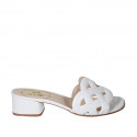 Woman's mule in white braided leather heel 3 - Available sizes:  42