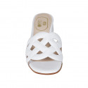 Woman's mule in white braided leather heel 3 - Available sizes:  42, 45