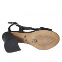 Sandale tressé pour femmes en cuir noir talon 7 - Pointures disponibles:  32, 33, 34, 42