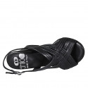 Woman's braided sandal in black leather heel 7 - Available sizes:  32, 33, 34, 42