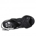Woman's braided sandal in black leather heel 7 - Available sizes:  32, 42