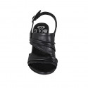 Sandalia en piel negra para mujer tacon 7 - Tallas disponibles:  32, 33, 43