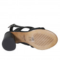 Sandale pour femmes en cuir noir talon 7 - Pointures disponibles:  32, 33, 43