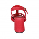 Sandale avec courroie pour femmes en daim rouge talon 7 - Pointures disponibles:  32, 42, 43