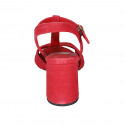 Sandalia con cinturon para mujer en gamuza roja tacon 7 - Tallas disponibles:  32, 33, 42, 43
