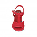 Sandale avec courroie pour femmes en daim rouge talon 7 - Pointures disponibles:  32, 33, 42, 43