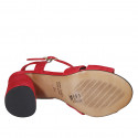 Sandale avec courroie pour femmes en daim rouge talon 7 - Pointures disponibles:  32, 42, 43