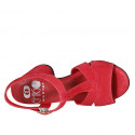 Sandalo da donna con cinturino in camoscio rosso tacco 7 - Misure disponibili: 32, 33, 42, 43