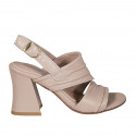Woman's sandal in nude leather heel 7 - Available sizes:  32, 45