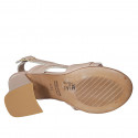 Woman's sandal in nude leather heel 7 - Available sizes:  32, 45