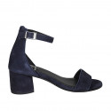 Chaussure ouverte pour femmes avec courroie en daim bleu talon 5 - Pointures disponibles:  42, 43