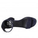 Zapato abierto para mujer con cinturon en gamuza azul tacon 5 - Tallas disponibles:  42, 43, 44, 45