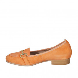 Mocassin pour femmes avec accessoire en daim orange talon 2 - Pointures disponibles:  43 2