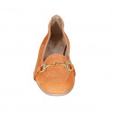 Woman's mocassin with accessory in orange suede heel 2 - Available sizes:  43
