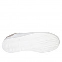 Chaussure pour femmes à lacets avec semelle amovible et goujons en cuir blanc et daim beige talon compensé 2 - Pointures disponibles:  33, 34, 43, 44, 45, 46
