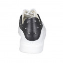 Scarpa stringata da donna con plantare estraibile e strass in pelle bianca e nera zeppa 3 - Misure disponibili: 32, 33, 44, 45, 46