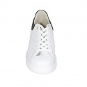 Scarpa stringata da donna con plantare estraibile e strass in pelle bianca e nera zeppa 3 - Misure disponibili: 32, 33, 44, 45, 46