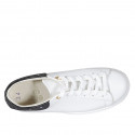 Scarpa stringata da donna con plantare estraibile e strass in pelle bianca e nera zeppa 3 - Misure disponibili: 32, 33, 44, 45, 46