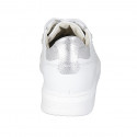 Scarpa stringata da donna in pelle bianca e laminata argento con plantare estraibile zeppa 3 - Misure disponibili: 33, 44, 45, 46