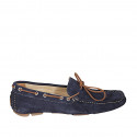 Men's laced car shoe in blue suede - Available sizes:  37, 38, 46, 47, 48, 49, 51, 52, 54