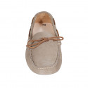 Men's car shoe with laces in beige suede - Available sizes:  37, 38, 46, 47, 49, 51, 52, 54