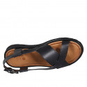 Men's sandal in black leather - Available sizes:  37, 38, 46, 47, 48, 49, 50, 51, 52, 53, 54