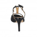 Woman's sandal in black pierced leather heel 8 - Available sizes:  31, 33, 42, 44, 45, 46