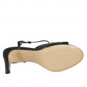 Sandalia para mujer en piel perforada negra tacon 8 - Tallas disponibles:  31, 33, 42, 44, 45, 46