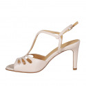 Woman's sandal in nude pierced leather heel 8 - Available sizes:  31, 32, 33, 34, 42, 43, 45