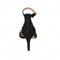 Chaussure ouverte pour femmes avec courroie en daim noir talon 8 - Pointures disponibles:  42, 43, 46