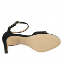 Zapato abierto para mujer con cinturon en gamuza negra tacon 8 - Tallas disponibles:  42, 43, 45, 46