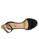 Zapato abierto para mujer con cinturon en gamuza negra tacon 8 - Tallas disponibles:  42, 43, 45, 46