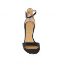 Woman's open shoe with strap in black leather heel 8 - Available sizes:  31, 34, 43, 44, 45, 46
