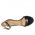 Zapato abierto para mujer con cinturon en piel negra tacon 8 - Tallas disponibles:  45, 46